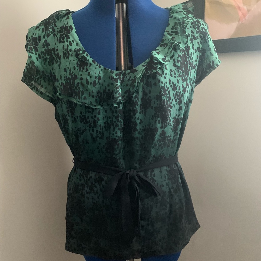 Classiques Entier Green and Black Blouse With Sash